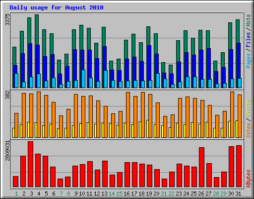 Daily usage for August 2010