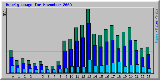 Hourly usage for November 2009