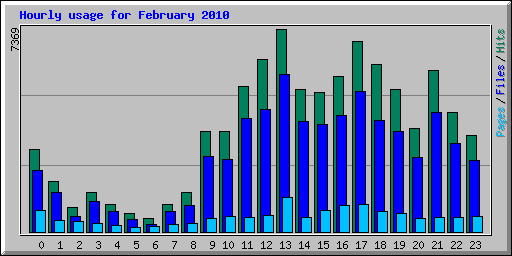 Hourly usage for February 2010