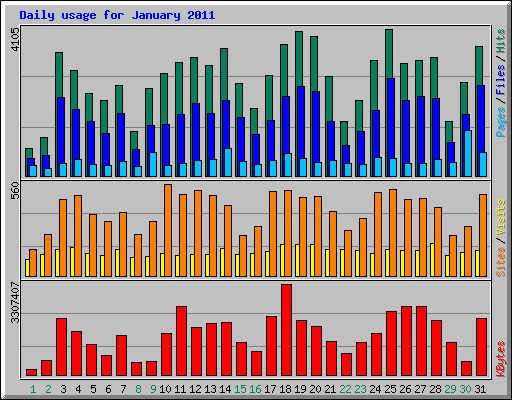Daily usage for January 2011