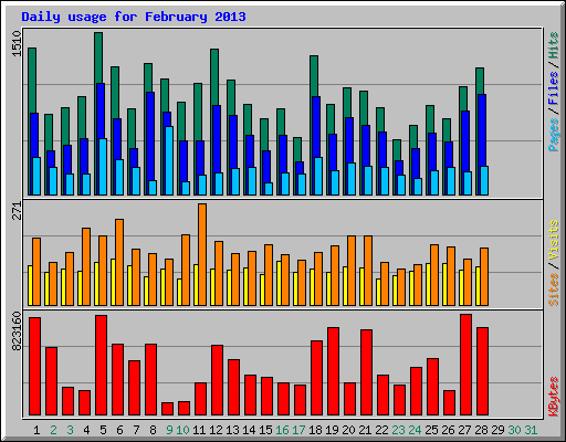 Daily usage for February 2013