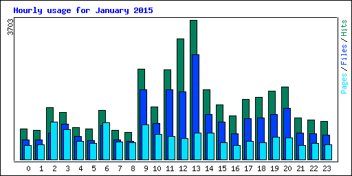 Hourly usage for January 2015
